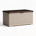 Garten-Aufbewahrungsbox 120 x 56 x 63 cm aus Kunststoff Beige/Braun mit Deckel