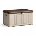 Aufbewahrungsbox 120 x 60 x 64 cm Kunststoff Taupe Braun für Garten mit Deckel