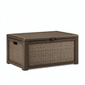 Aufbewahrungsbox 100 x 50 x 55 cm Kunststoff Braun in Rattanoptik mit Deckel für Garten