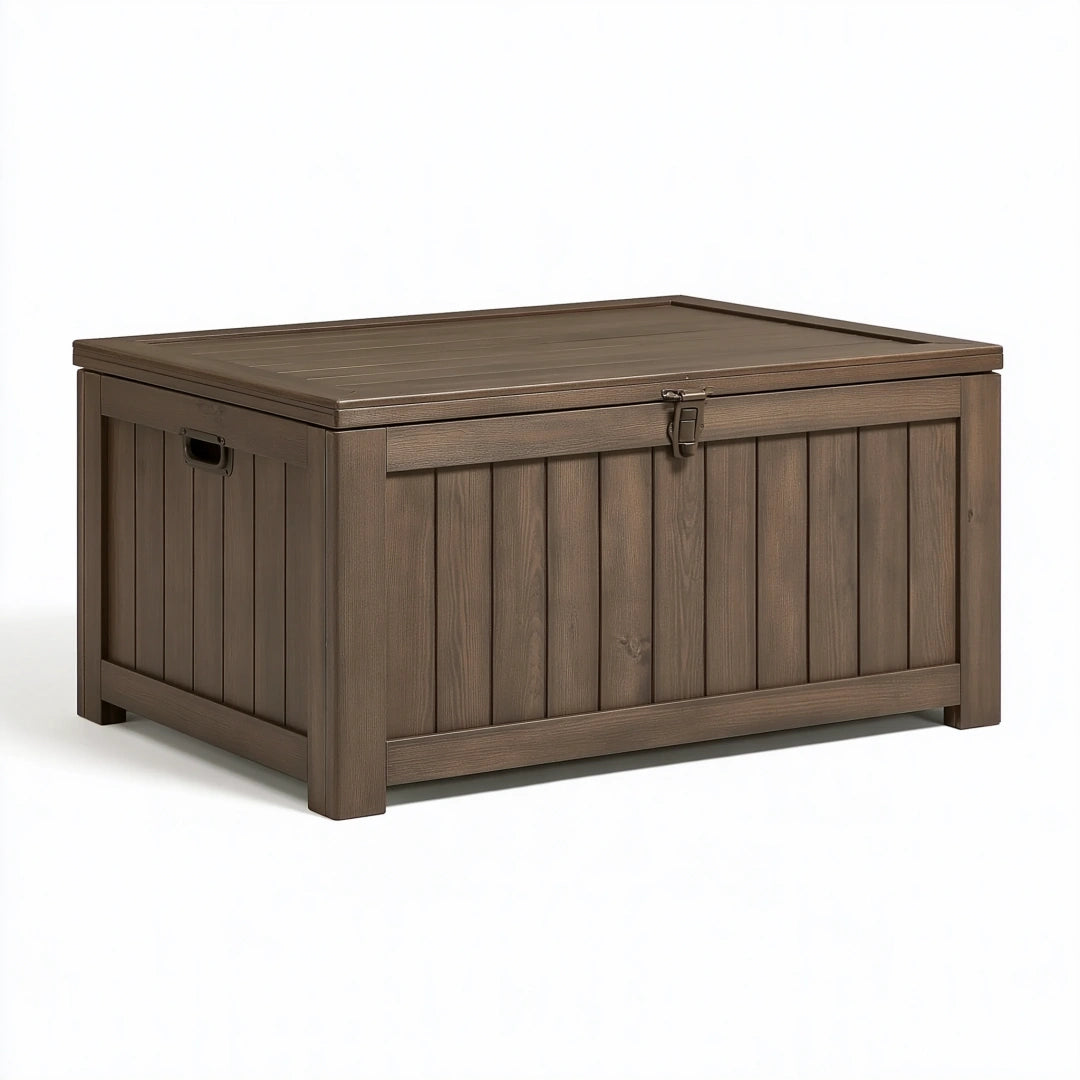 Garten-Aufbewahrungsbox 120 x 60 x 65 cm Kunststoff Braun mit Deckel