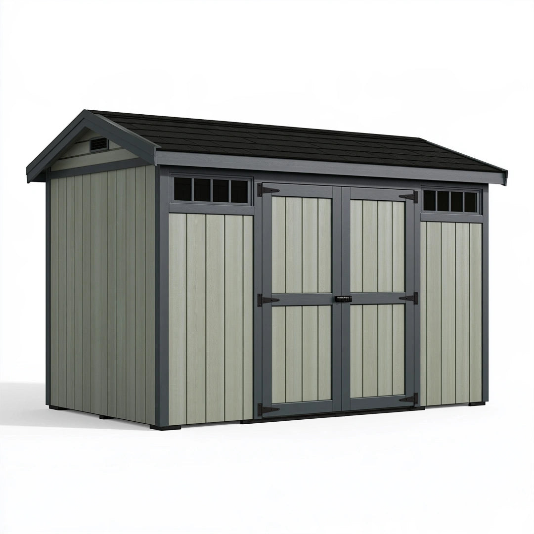 Gartenhaus 240 x 180 x 210 cm Kunststoff Grau Anthrazit mit Doppeltür und Satteldach
