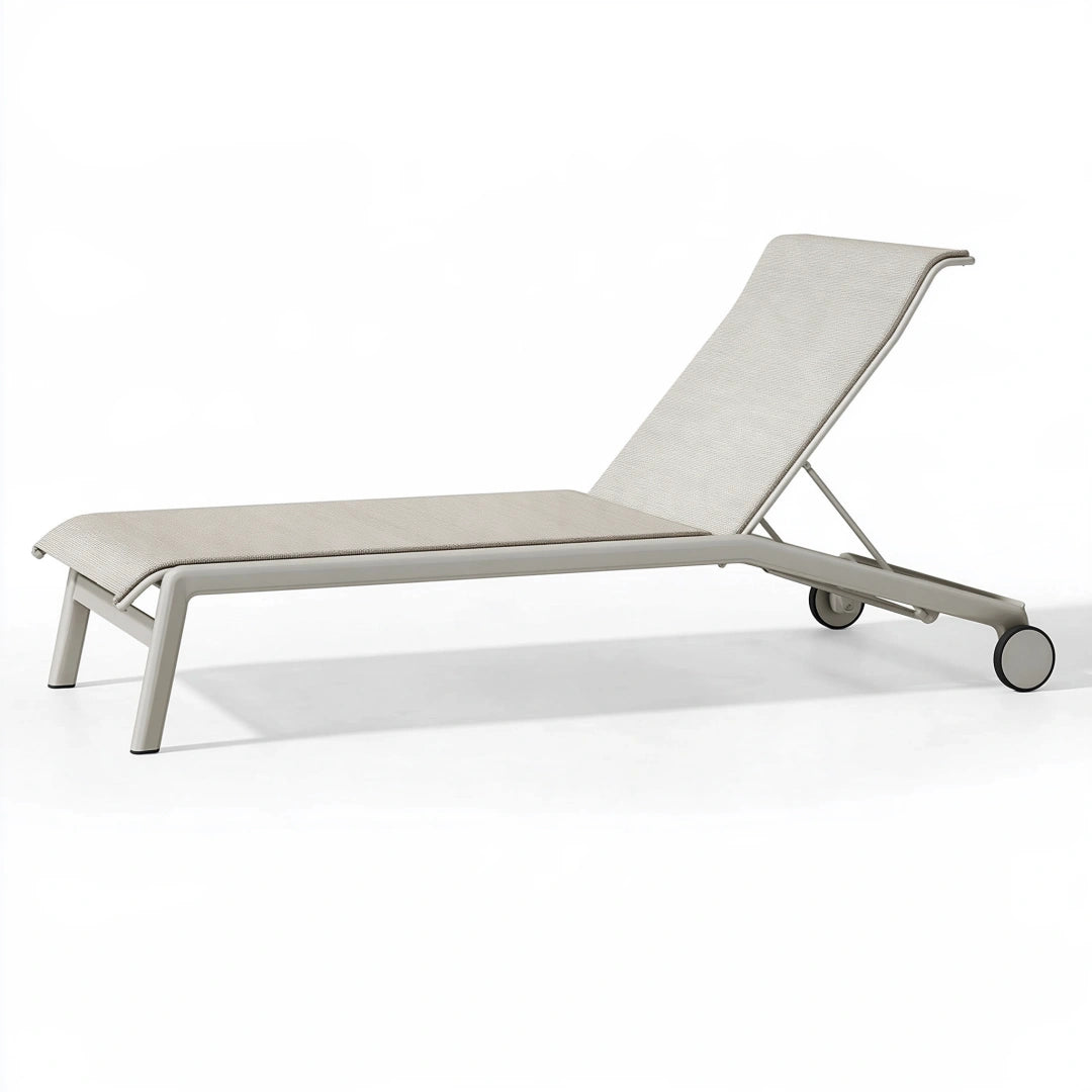 Sonnenliege 200 cm Aluminium Textilgewebe Grau für Garten und Terrasse verstellbar mit Rollen