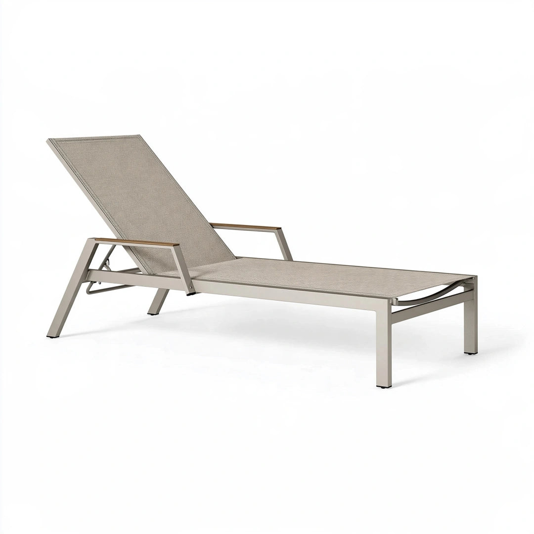 Sonnenliege 200 x 70 x 85 cm Aluminium Kunststoffgewebe Grau Beige verstellbar