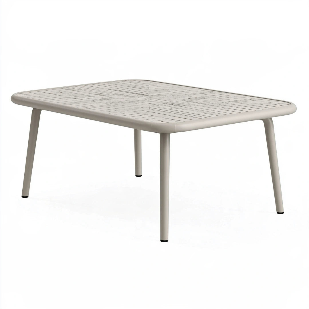 Gartentisch 160 x 90 x 75 cm Aluminium Beige rechteckig mit Lattenplatte