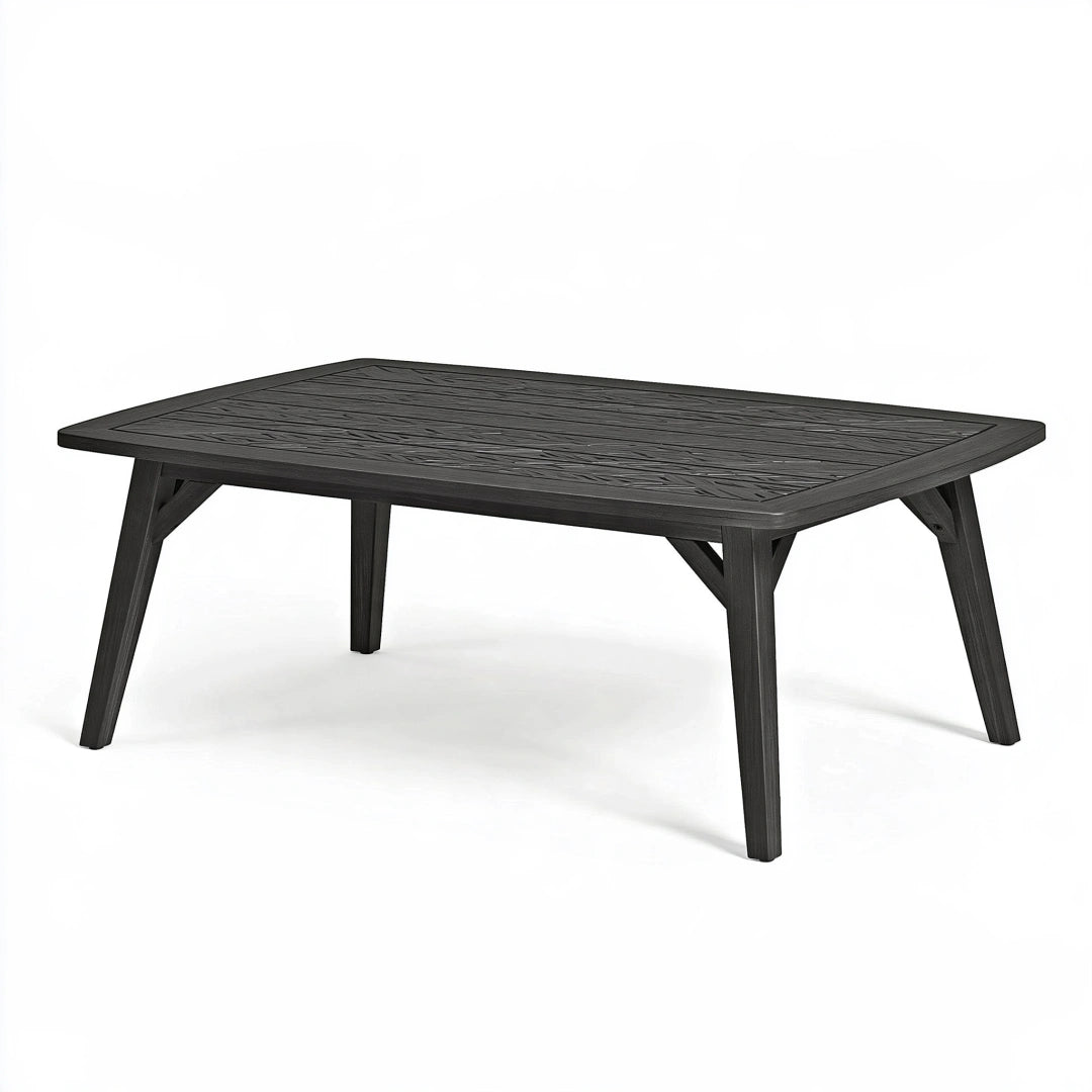 Gartentisch 150 x 90 x 74 cm Kunststoff Schwarz Holzoptik rechteckig