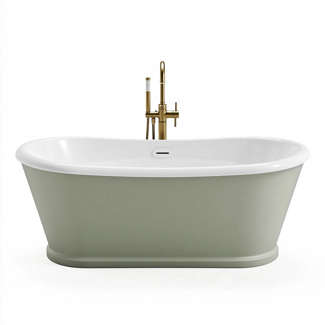 Freistehende Badewanne 170 x 75 x 58 cm aus Acryl Grün Weiß im klassischen Stil