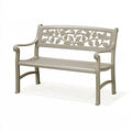 Gartenbank 122 x 61 x 89 cm Metall Taupe mit Blattornamenten